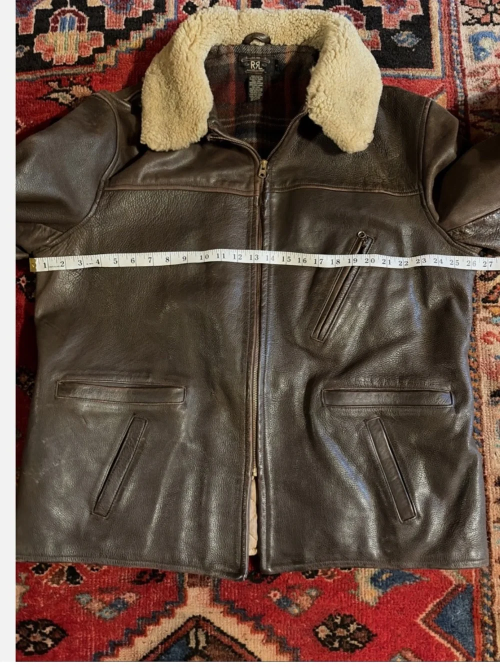 RRL Ralph Lauren Leather Jacket Double RL VNTG 1990's USA Triple Star Shearling - Picture 9 of 16